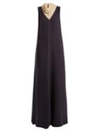 Valentino Cowl-neck Contrast-stitch Silk-cady Gown