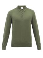 Allude - Long-sleeved Cashmere Polo Sweater - Mens - Khaki