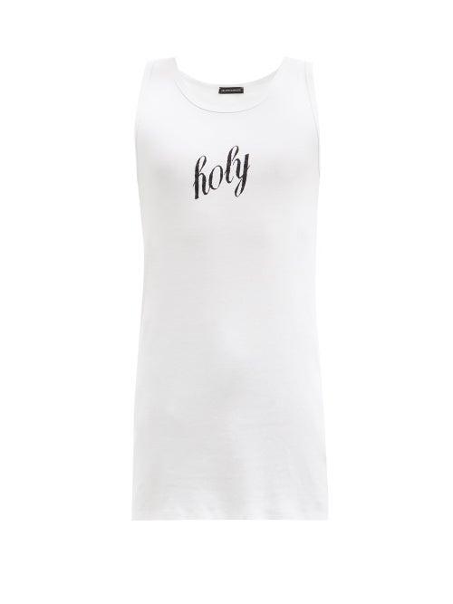 Matchesfashion.com Ann Demeulemeester - Holy-print Cotton-jersey Tank Top - Mens - White