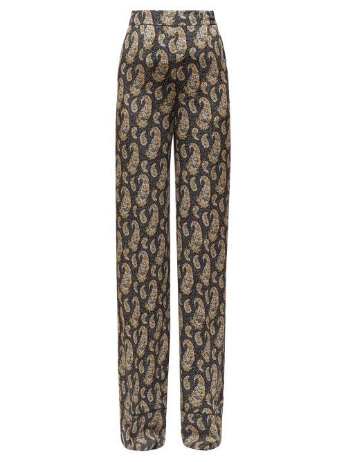 Matchesfashion.com Altuzarra - Bani Wide Leg Paisley Print Georgette Trousers - Womens - Black Print