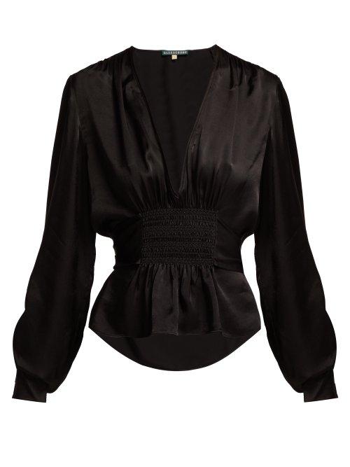 Matchesfashion.com Alexachung - Smocked Blouse - Womens - Black Multi