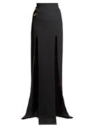 Balmain Slit-front Crepe Maxi Skirt