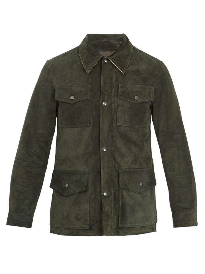 Éditions M.r Point-collar Patch-pocket Suede Jacket