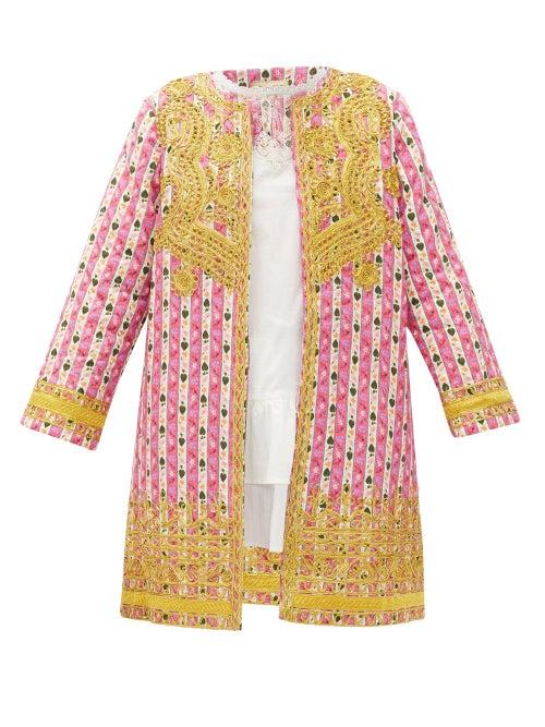Matchesfashion.com Muzungu Sisters - Ankita Botanical-print Organic-cotton Jacket - Womens - Pink Print