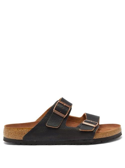 Matchesfashion.com Birkenstock - Arizona Two-strap Grained-leather Sandals - Mens - Black