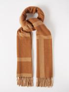 Toteme - Monogram-jacquard Wool Scarf - Womens - Brown Multi