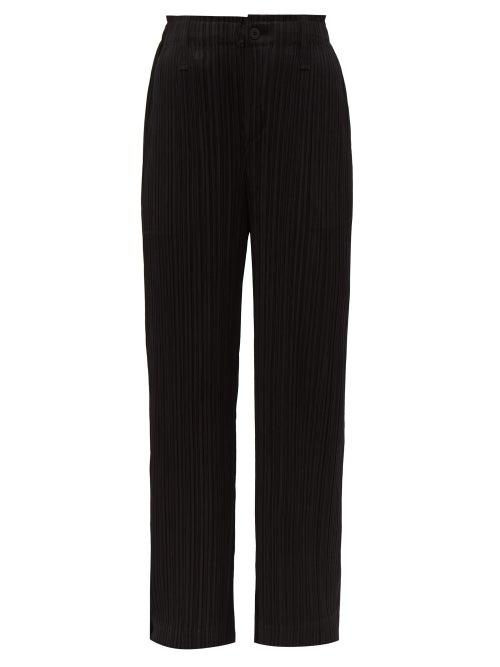 Matchesfashion.com Pleats Please Issey Miyake - Mid Rise Technical Pleated Trousers - Womens - Black