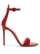 Matchesfashion.com Gianvito Rossi - Corset 105 Lace Up Patent Leather Sandals - Womens - Red