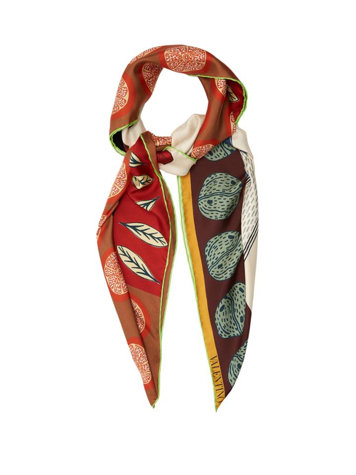 Valentino Counting-print Silk Scarf