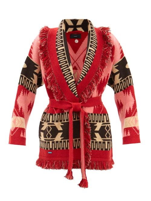 Alanui - Icon Bandana-jaquard Cashmere-blend Cardigan - Womens - Pink