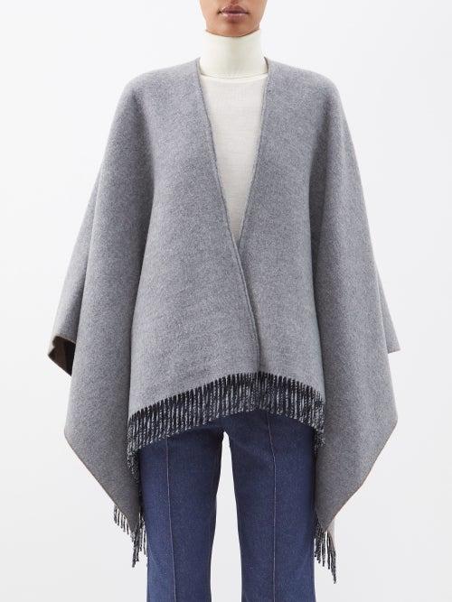 Fendi - Reversible Ff-jacquard Wool-blend Shawl - Womens - Grey Multi