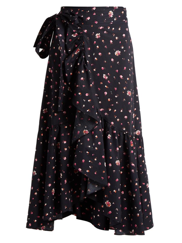 Rebecca Taylor Mia Floral-print Cotton Wrap Skirt