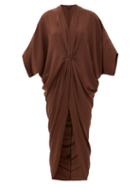 Matchesfashion.com Thea - The Olympia Gathered Silk-satin Dress - Womens - Brown