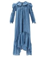 Matchesfashion.com Horror Vacui - Defensia Floral-print Cotton-poplin Maxi Dress - Womens - Blue