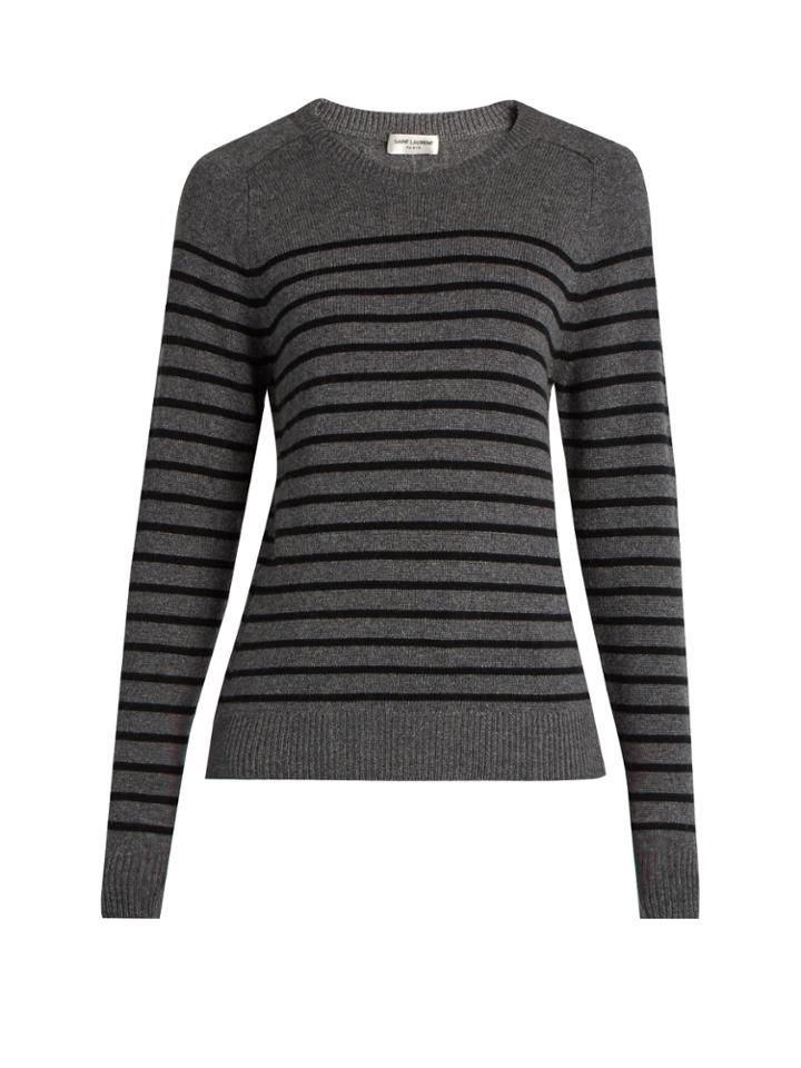 Saint Laurent Distressed Striped Cashmere Sweater