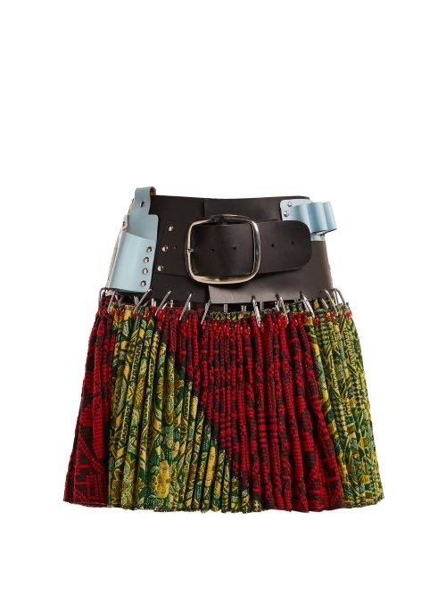 Matchesfashion.com Chopova Lowena - Panelled Pleated Jacquard Skirt - Womens - Black Multi