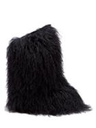 Matchesfashion.com Saint Laurent - Shearling And Leather Knee High Moon Boots - Womens - Black