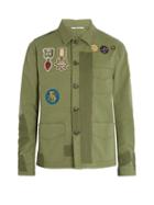 Matchesfashion.com Valentino - Embroidered Appliqu Cotton Blend Jacket - Mens - Green