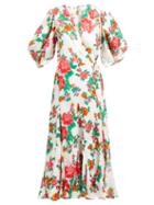Matchesfashion.com Rhode - Fiona Floral Print Cotton Wrap Dress - Womens - White Print