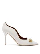 Matchesfashion.com Malone Souliers - Alessia Crystal-brooch Elaphe Pumps - Womens - White