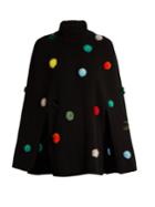 Fendi Fur Pompom Embellished Cashmere Cape