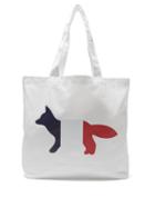 Matchesfashion.com Maison Kitsun - Tricolour Fox Motif Cotton Blend Tote Bag - Mens - White