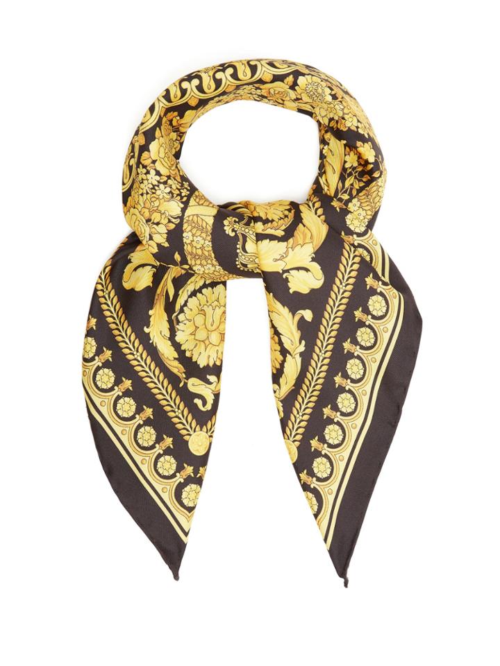 Versace Barocco-print Silk Scarf