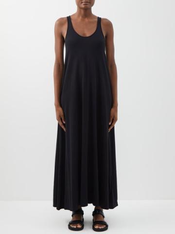 Another Tomorrow - Racerback Jersey Dress - Womens - Black