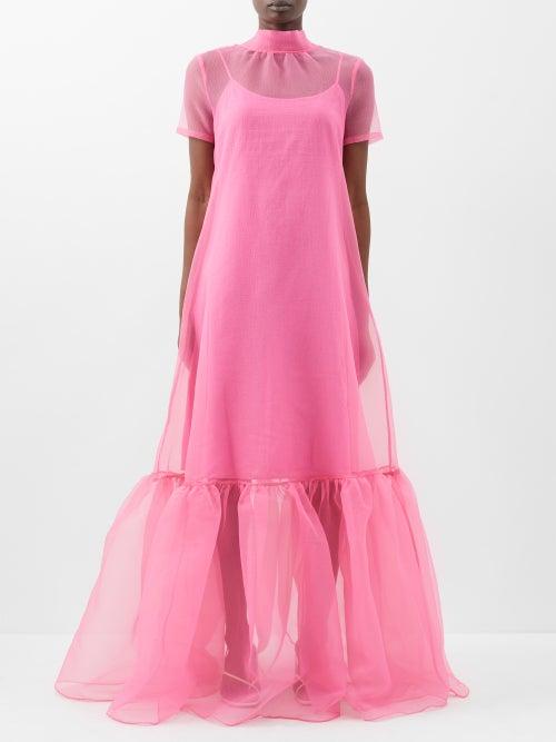 Staud - Calluna Organza Maxi Dress - Womens - Light Pink