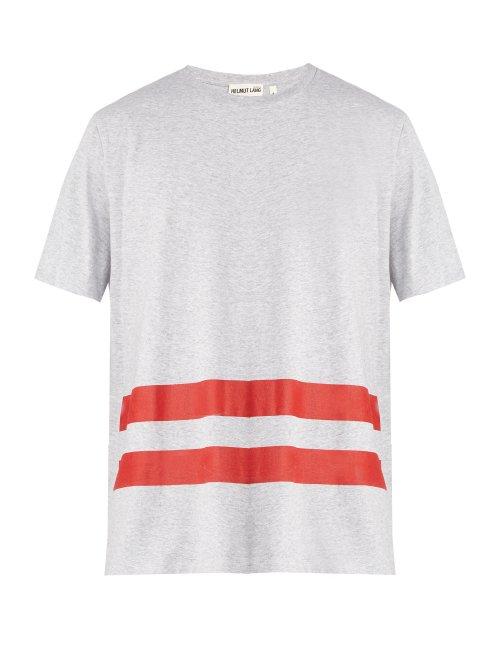 Matchesfashion.com Helmut Lang - Stripe Print Cotton T Shirt - Mens - Grey