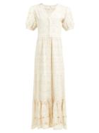 Matchesfashion.com Sir - Cherie Beaded Broderie Anglaise Linen Maxi Dress - Womens - Cream