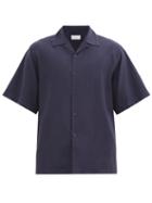 Matchesfashion.com Raey - Camp-collar Crepe Shirt - Mens - Navy