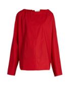 Marni Tie-back Coated Cotton-poplin Blouse