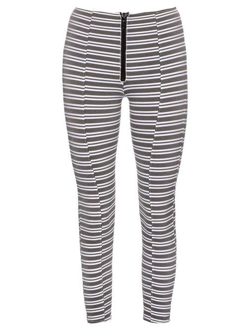 Matchesfashion.com Lisa Marie Fernandez - Hannah Striped Performance Leggings - Womens - Black White