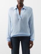 Khaite - Jo Cashmere-blend Polo Sweater - Womens - Light Blue