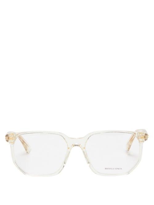 Mens Eyewear Bottega Veneta - Square Acetate Glasses - Mens - Beige