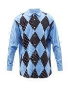 Noma T.d - Stripe-diamond Print Cotton-twill Shirt - Mens - Black