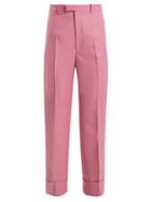 Matchesfashion.com Gucci - High Rise Straight Leg Twill Cropped Trousers - Womens - Pink