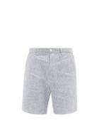 Mens Rtw Rag & Bone - Eaton Striped Linen-blend Shorts - Mens - Light Blue