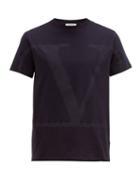 Matchesfashion.com Valentino - V Logo Print Cotton T Shirt - Mens - Navy