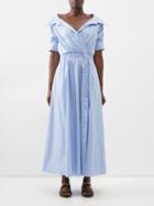 Altuzarra - Lydia Striped Cotton-poplin Midi Dress - Womens - Blue Stripe