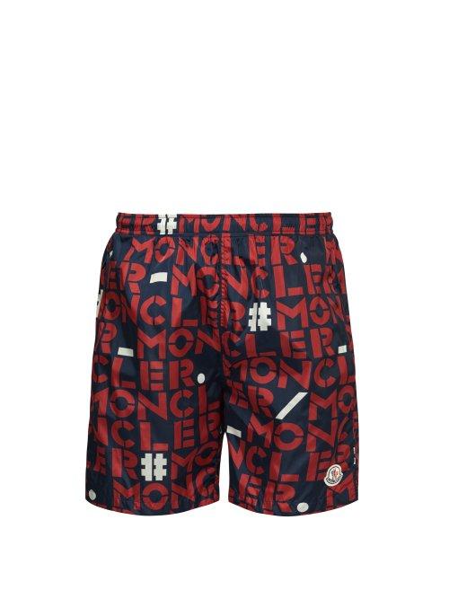 Matchesfashion.com 2 Moncler 1952 - Logo Printed Swim Shorts - Mens - White Multi