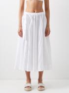 Lisa Marie Fernandez - Checked Cotton-piqu Midi Skirt - Womens - White