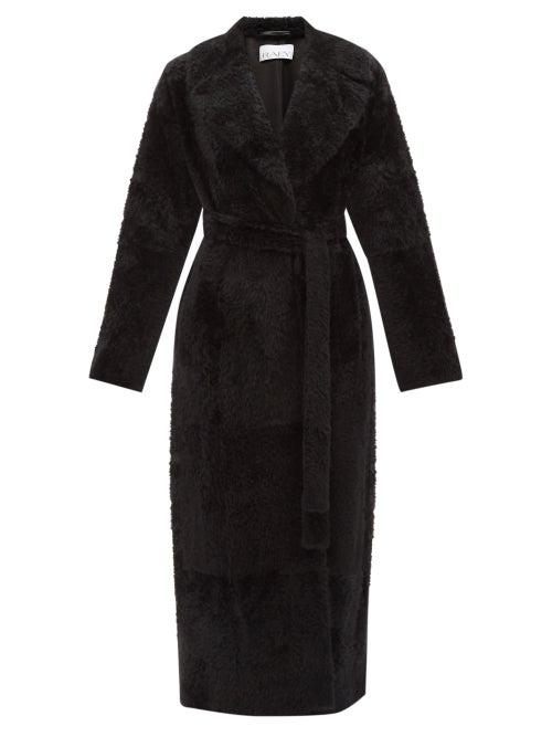 Raey - Wrap-around Shearling Coat - Womens - Black