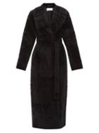 Raey - Wrap-around Shearling Coat - Womens - Black