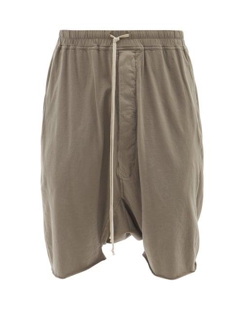 Rick Owens Drkshdw - Pods Drop-seat Cotton-jersey Shorts - Mens - Grey