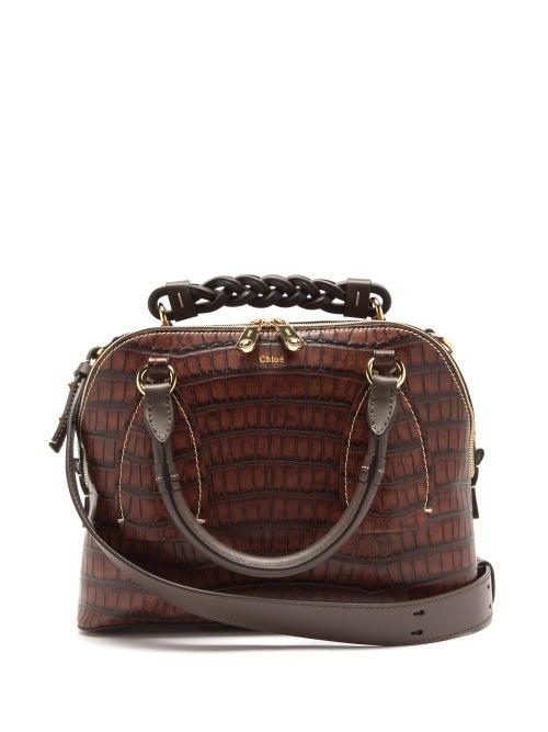 Matchesfashion.com Chlo - Daria Medium Croc-effect Leather Cross-body Bag - Womens - Dark Brown