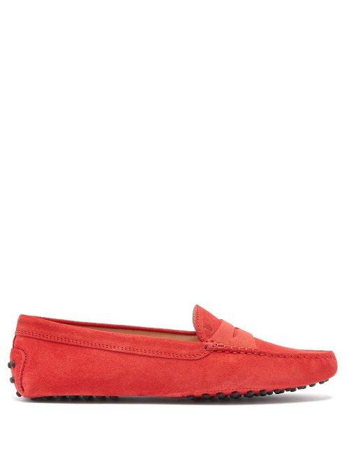 Matchesfashion.com Tod's - Gommino Suede Loafers - Womens - Red