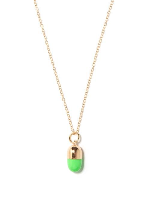 Alison Lou - Pill 14kt Gold Necklace - Womens - Green Gold