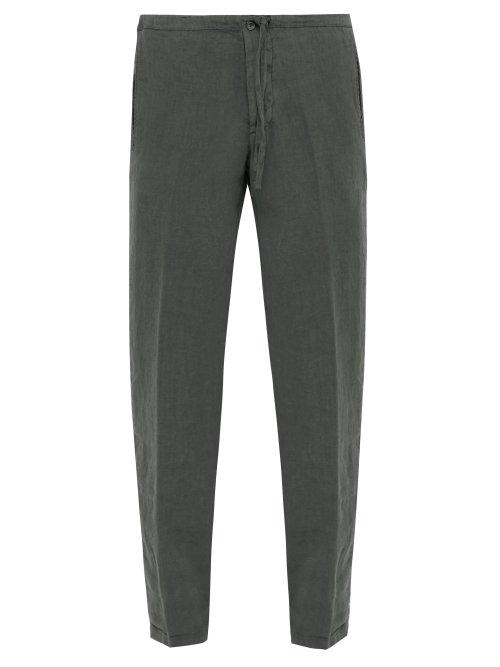 Matchesfashion.com J.w. Brine - Craig Drawstring Waist Linen Trousers - Mens - Green